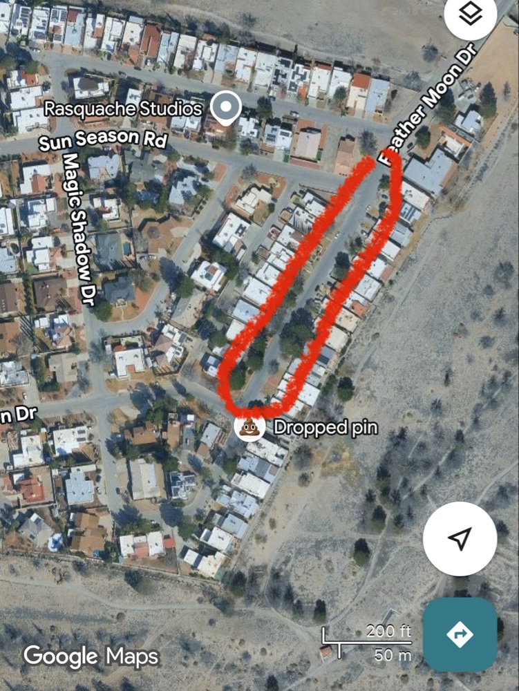Map of affected area on Feather Moon Drive