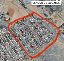 Water outage in Pinehurst Drive area due to water main break.