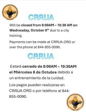 CRRUA office will be closed from 8 - 10:30 a.m. on Oct. 8