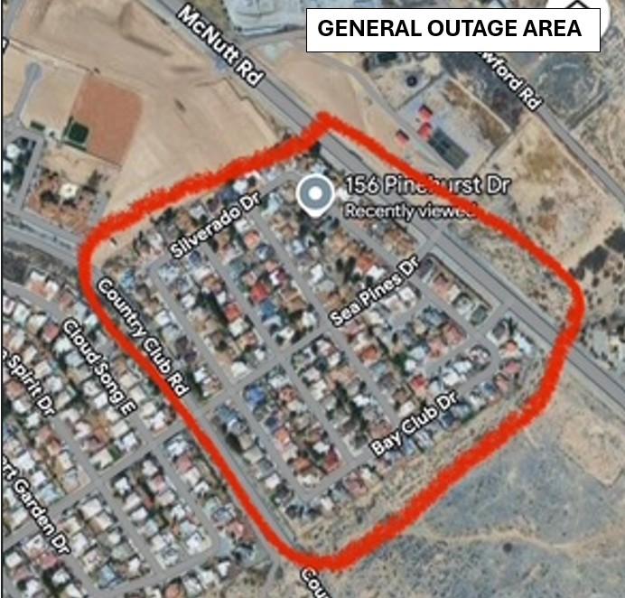 The Pinehurst Drive area will experience a brief water outage this afternoon so repairs can be made to a water line break.