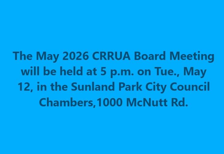 May CRRUA Board Meeting Date Changed to May 12, 2026.
